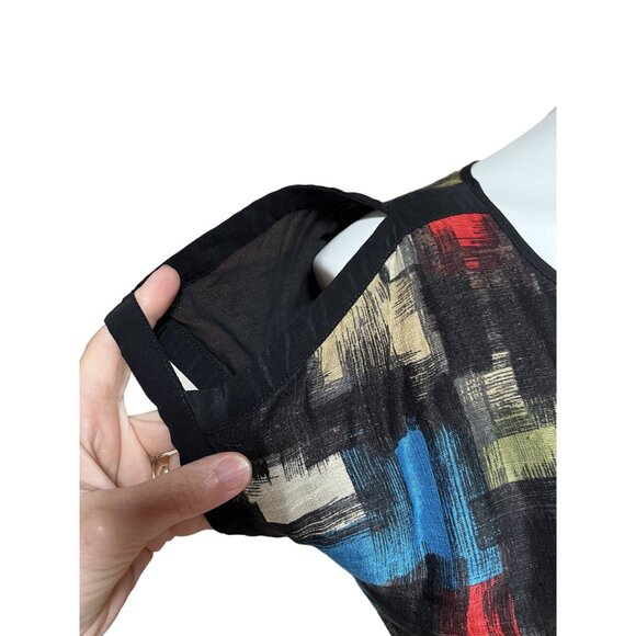 Cynthia Steffe Multicolor Tie-Front Mini Dress Size 2 Linen Blend - Picture 6 of 13